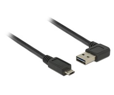 KABELIS USB MICRO(M)->USB-A(M) 2.0 0.5M KAMPINIS LEWO/PRAWO DUAL EASY-USB JUODA DELOCK