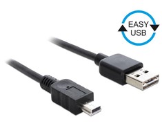 KABELIS USB MINI(M)->USB-A(M) 2.0 0.5M EASY-USB JUODA DELOCK
