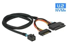 „Delock“ kabelis SAS SFF-8643 -> SAS U.2 SFF-8639 + SATA maitinimo šaltinis, 75 cm
