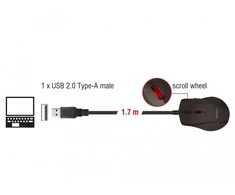 Delock pelės ergonomiška optinė 5 mygtukai kairiarankė USB-A