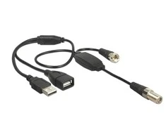 Delock Antennenkabel F Buchse > F Stecker mit Phantomspeisung 5 V über USB 22 cm