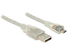 „Delock“ 1,5 m – USB2.0-A / USB2.0 „Micro-B“ – 1,5 m – USB A – „Micro-USB B“ – USB 2.0 – įtaisas/vyras – skaidrus