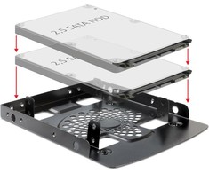 DELOCK rėmas 3,5 colio > 2 x 2,5" HDD metalinis juodas