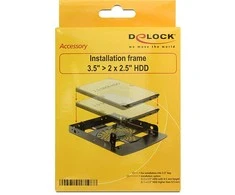 DELOCK rėmas 3,5 colio > 2 x 2,5" HDD metalinis juodas