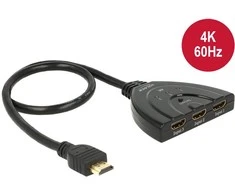Delock HDMI UHD jungiklis 3 x HDMI įvestis > 1 x HDMI išvestis 4K su integruotu kabeliu 50 c