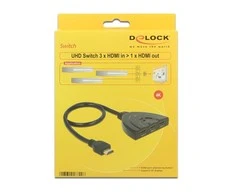 Delock HDMI UHD jungiklis 3 x HDMI įvestis > 1 x HDMI išvestis 4K su integruotu kabeliu 50 c