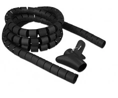 DELOCK kabelio jungtis 2,5 m, 25 mm, spiralinė, su įrankiu, juoda, polietilenas