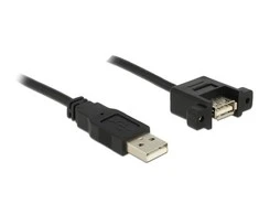Delock Cable USB 2.0 A tipo kištukas > USB 2.0 A tipo lizdas, skirtas montuoti 1 m