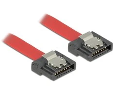 KABELIS SATA DATA III (6GB/S) F/F 100CM Z ZATRZASKAMI METALOWYMI FLEXI Raudonas DELOCK