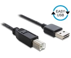 USB kabelis Delock USB-A - USB-B 1 m Juodas (83358)