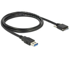 USB MICRO(M) KABELAS SU VARŽTAIS->USB-A(M) 3.0 1M JUODA DELOCK