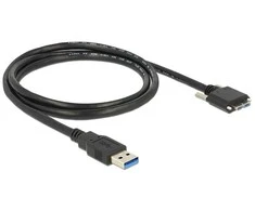 USB MICRO(M) KABELAS SU VARŽTAIS->USB-A(M) 3.0 1M JUODA DELOCK