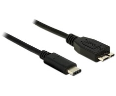 USB kabelis Delock USB-C - mikroUSB 1 m Juoda (83677)