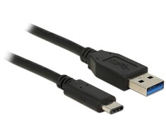 DELOCK Cable SuperSpeed USB 10 Gbps (USB 3.1, Gen 2) A tipo vyriškas > USB Type-C vyriškas 1 m juodas