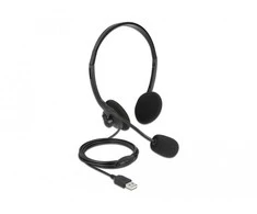 Delock USB stereo ausinės su garsumo valdymu asmeniniam kompiuteriui ir nešiojamajam kompiuteriui