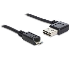 KABELIS USB MICRO(M)->USB-A(M) 2.0 2M KAMPINIS KAIRĖ/DEŠINĖ EASY-USB JUODA DELOCK