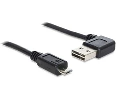 KABELIS USB MICRO(M)->USB-A(M) 2.0 2M KAMPINIS KAIRĖ/DEŠINĖ EASY-USB JUODA DELOCK