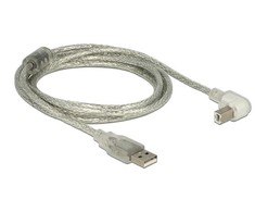Delock Kabelis USB 2.0 Typ-A St. > USB 2.0 Typ-B St. gewinkelt 2,0 m transparent