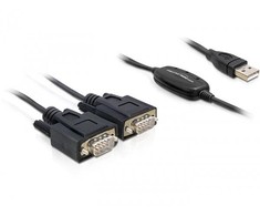 USB adapteris Delock USB - RS- 232 x2 Juodas (61886)