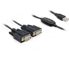USB adapteris Delock USB - RS- 232 x2 Juodas (61886)