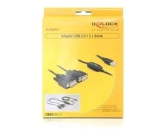 USB adapteris Delock USB - RS- 232 x2 Juodas (61886)