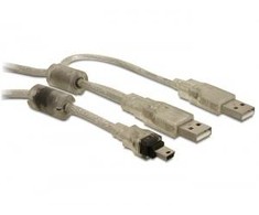 USB kabelis Delock miniUSB - 2x USB-A 1 m Juodas (82447)