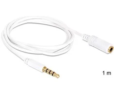 GARSO pratęsimo kabelis MINIJACK 3,5 mm M/F 4 PIN 1M BALTA DELOCK
