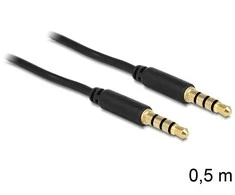 Delock kabelio lizdas 3,5 mm 4 kontaktų vyriškas > vyriškas 0,5 m juodas