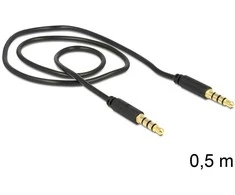 Delock kabelio lizdas 3,5 mm 4 kontaktų vyriškas > vyriškas 0,5 m juodas