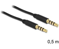 Delock kabelio lizdas 3,5 mm 4 kontaktų vyriškas > vyriškas 0,5 m juodas