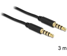 Delock kabelio lizdas 3,5 mm 4 kontaktų vyriškas > vyriškas 3 m juodas