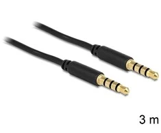Delock kabelio lizdas 3,5 mm 4 kontaktų vyriškas > vyriškas 3 m juodas