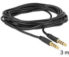 Delock kabelio lizdas 3,5 mm 4 kontaktų vyriškas > vyriškas 3 m juodas