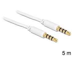 Delock kabelio lizdas 3,5 mm 4 kontaktų vyriškas > vyriškas 5 m baltas