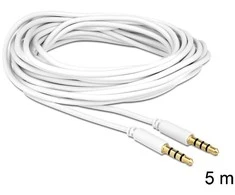 Delock kabelio lizdas 3,5 mm 4 kontaktų vyriškas > vyriškas 5 m baltas