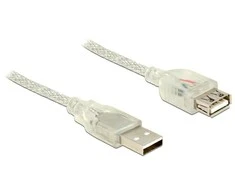 DELOCK ilgintuvas USB 2.0 tipo A kištukinis > USB 2.0 Type-A moteriškas 3 m skaidrus