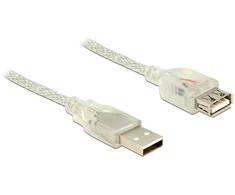 DELOCK ilgintuvas USB 2.0 tipo A kištukinis > USB 2.0 Type-A moteriškas 3 m skaidrus