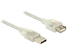 DELOCK ilgintuvas USB 2.0 tipo A kištukinis > USB 2.0 Type-A moteriškas 3 m skaidrus