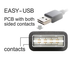 KABELIS USB-A(M)->USB-B(M) 2.0 3M KAMPINIS LEWO/PRAWO EASY-USB JUODA DELOCK