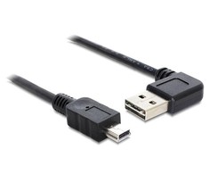KABELIS USB MINI(M)->USB-A(M) 2.0 3M KAMPINIS LEWO/PRAWO EASY-USB JUODA (CANON) DELOCK