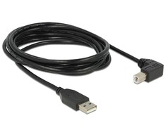 KABELIS USB-A(M)->USB-B(M) 2.0 3M KAMPINIS PRAWO JUODA DELOCK