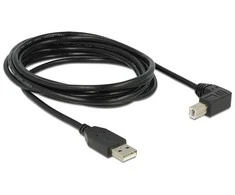 KABELIS USB-A(M)->USB-B(M) 2.0 3M KAMPINIS PRAWO JUODA DELOCK