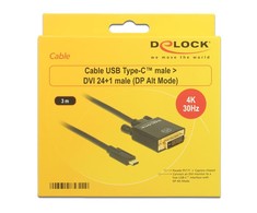 Delock 3m - USB-C/DVI 24+1 - 3840 x 2160 pikselių
