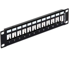 PATCH PANEL 12 PORT 1U DO MODUŁÓW 10" KEYSTONE JUODA DELOCK