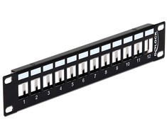 PATCH PANEL 12 PORT 1U DO MODUŁÓW 10" KEYSTONE JUODA DELOCK