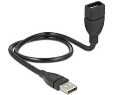 Kabelis DELOCK USB 2.0, 0,5 m, juodas / 83499