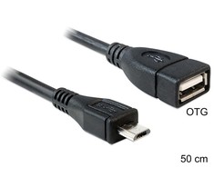 Delock Atrakinimo kabelis USB micro-B kištukas > USB 2.0-A moteriškas OTG 50 cm