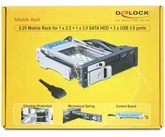 Delock 5.25 Mobile Rack 1 x 2.5 + 1 x 3.5 SATA HDD + 2 x USB 3.0 jungtys