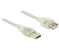 DELOCK ilgintuvas USB 2.0 A tipo kištukas > USB 2.0 A tipo lizdas, 5 m skaidrus
