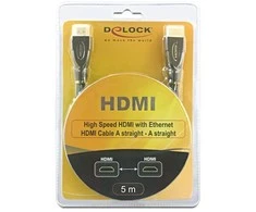 Delock kabelis HDMI A kištukas > HDMI A kištukas tiesus / tiesus 5 m Premium